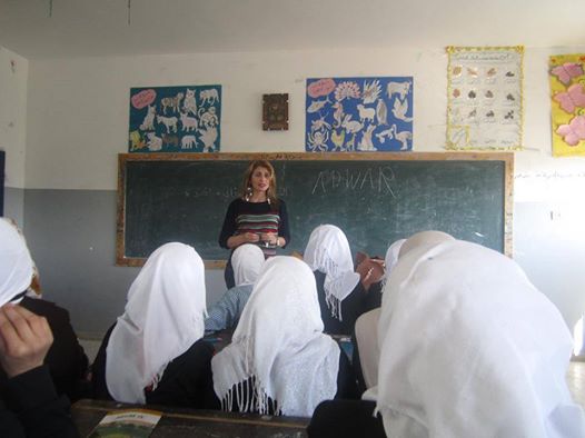  Mrs Sahar gives a lecture on gender based violence at Beit Ula girls School