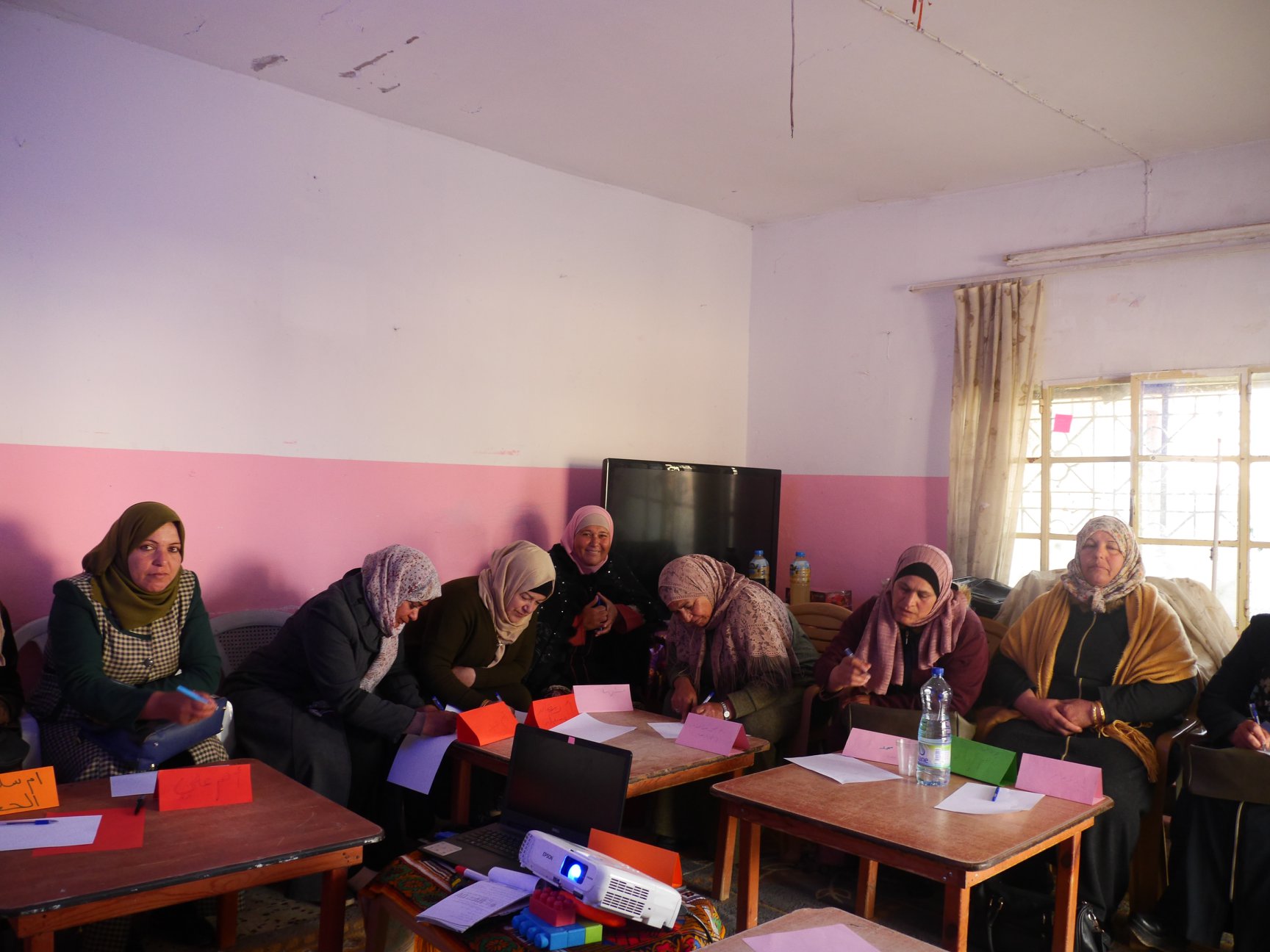  Roles for Social Change Association-ADWAR continues implementing its capacity building training program within the project entitled (Palestinian Environment Guards), today at Tarqumia Women Club.