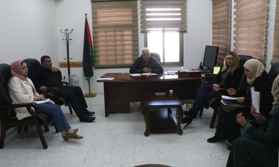  A follow-up meeting between members of the Women Protection Committee in Masafir Bani Naim and Governor of Hebron, Major General Jibreen Al-Bakri